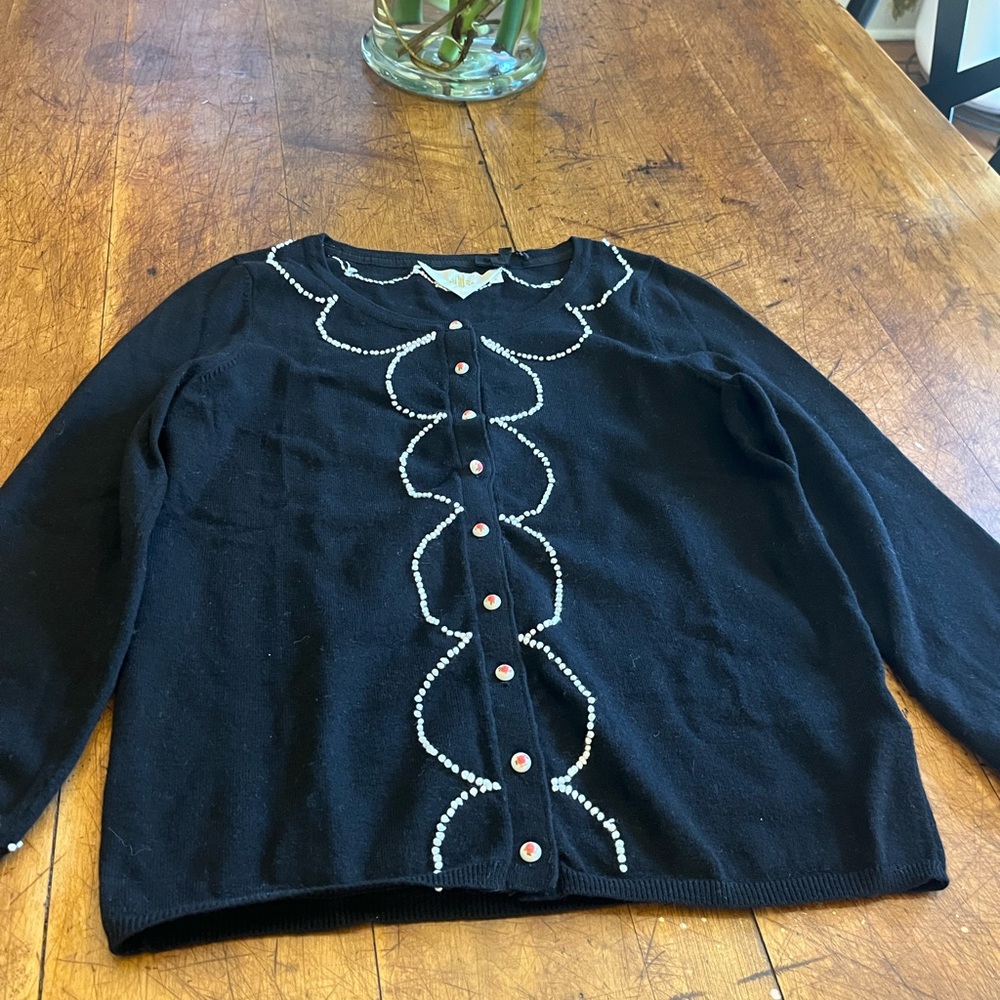 Anthro/HWR Button Front Black Cardigan